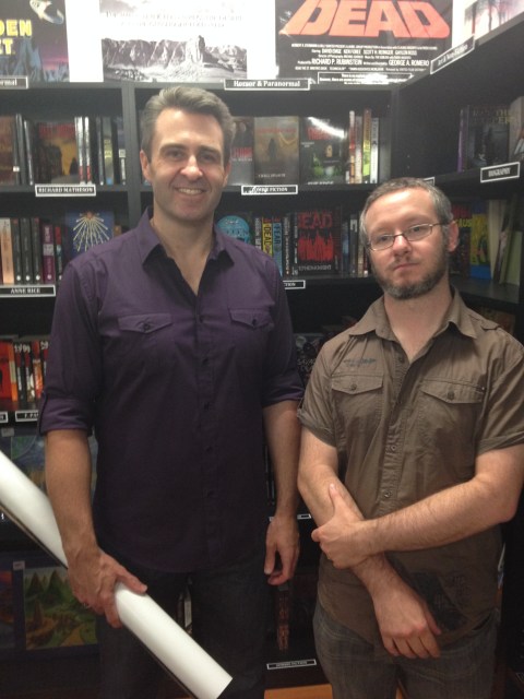 Aaron Sterns (left) and Brett McBean, at prequels' book launch (Notions Unlimited)